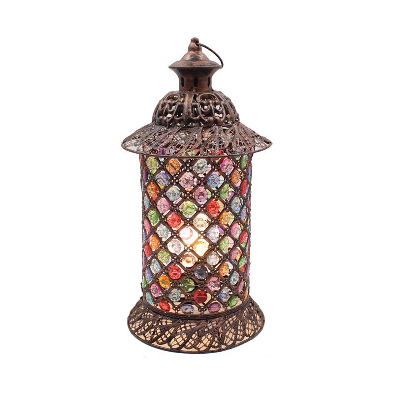 Rust Column Night Table Light Bohemian Metal 1 Bulb Study Room Nightstand Lighting