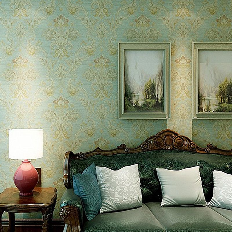 Paper Light-Color Wallpaper Antique Style Jacquard Wall Covering, 33' L x 20.5" W