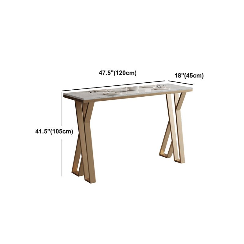 Stone Bar Dining Table Glam Style Rectangle Bar Table with Double Pedestal for Kitchen