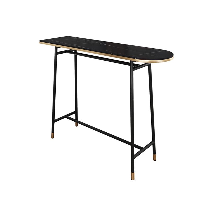 Industrial Iron Bar Table Faux Marble Specialty Top 41.3"H Bistro Table with Footrest