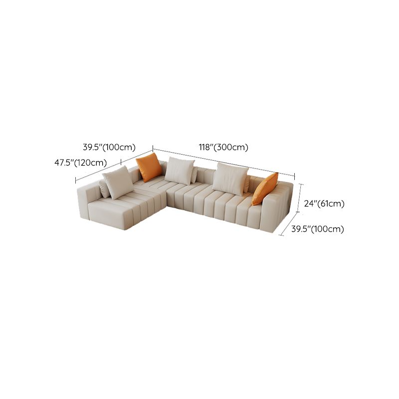 Sqaure Arm Biscuit Back Sectional Modern Genuine Leather Sectional