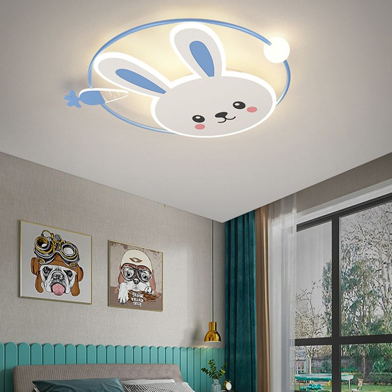 Rabbit Cartoon LED Flush Mount Metal 1-light Flush Ceiling Light for Children Room