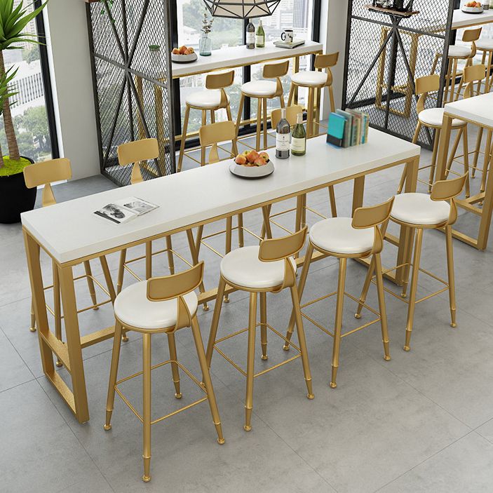 White and Black Glam Style Bar Table in Faux Marble and Metal Milk Tea Shop Bar Table