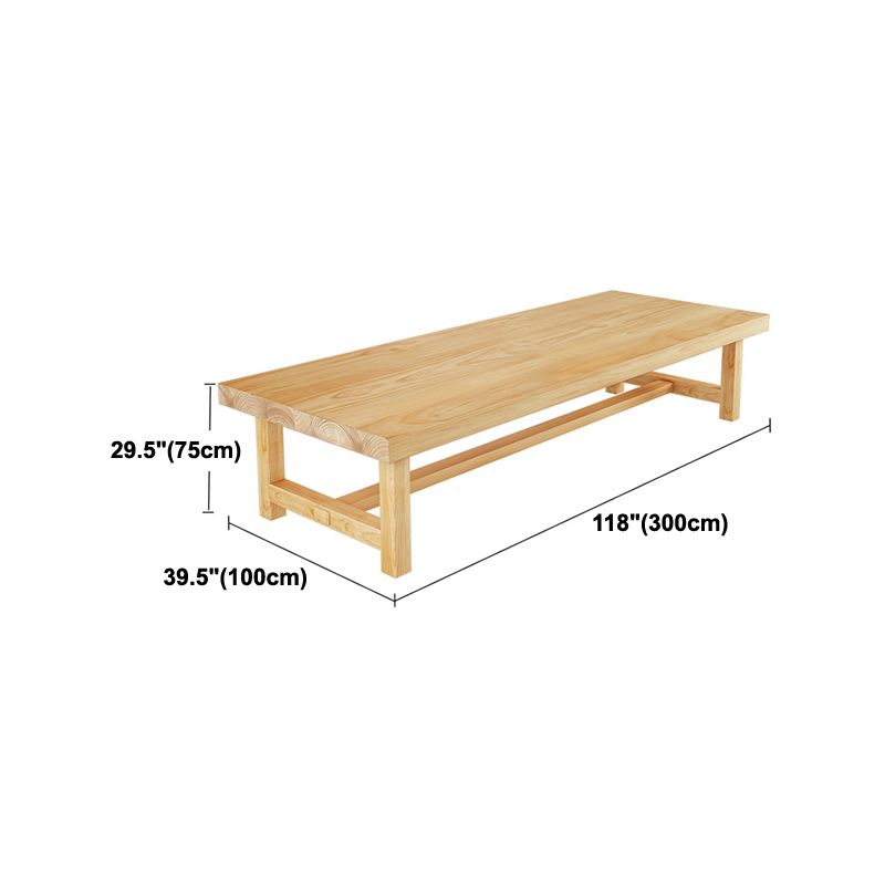 Contemporary Natural Pine Wood Desk Rectangle Wood Base Desk for Office