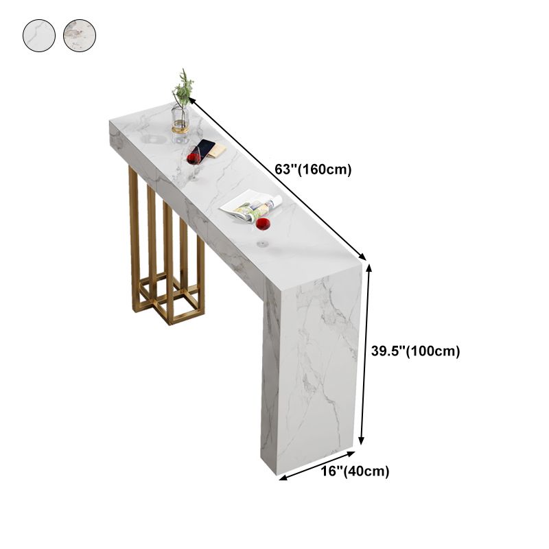 Nordic Glam Rectangle Bar Counter Table Sintered Stone Dining Table for Kitchen