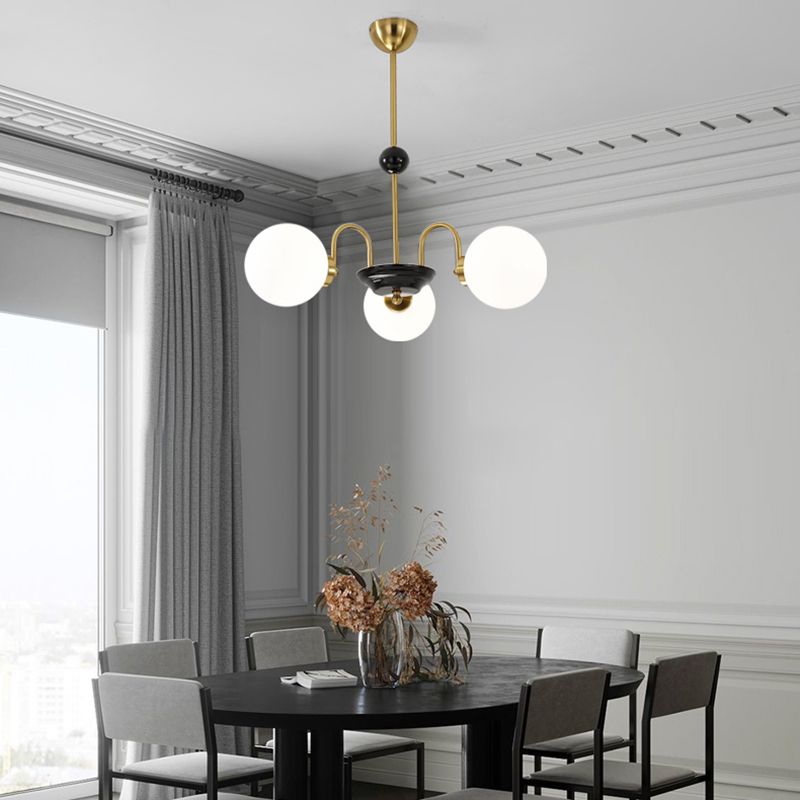 Spherical Shape Chandelier Modern Style Glass Multi Light Hanging Lamp for Dining Room