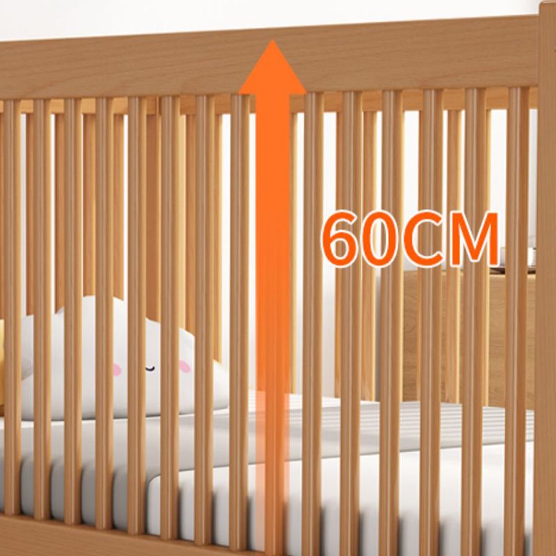 Convertible Nursery Crib Farmhouse Solid Wood Crib with Guardrail