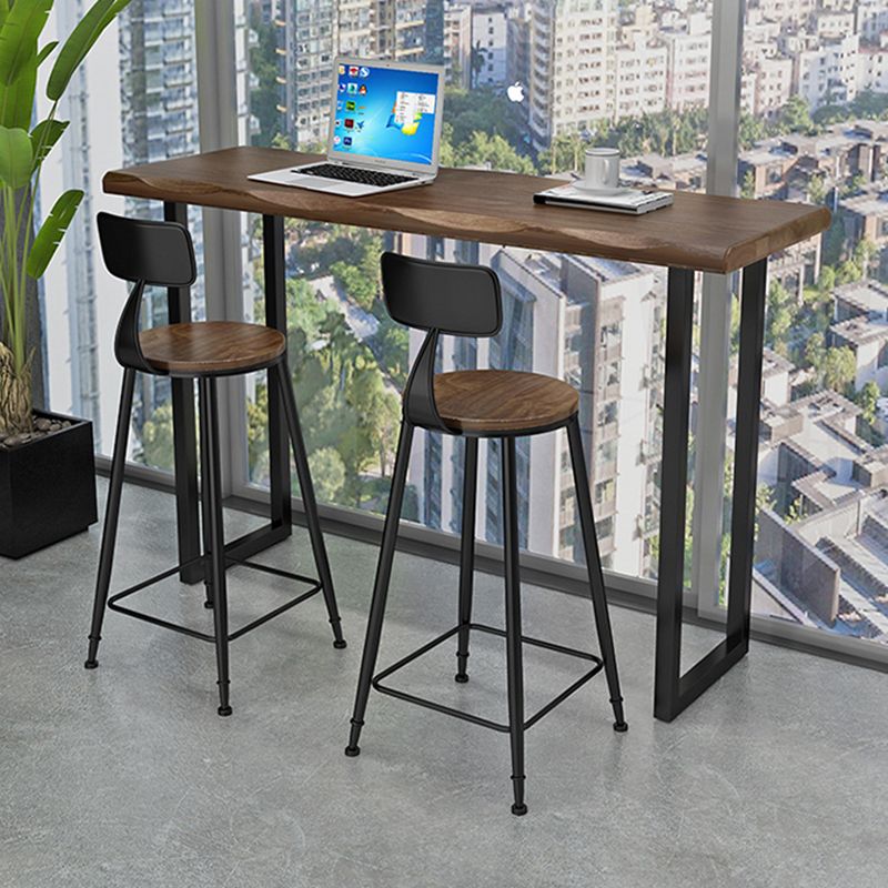 Mesa de comedor de barra moderna Mesa de barra de madera rectangular interior Base de trineo en negro