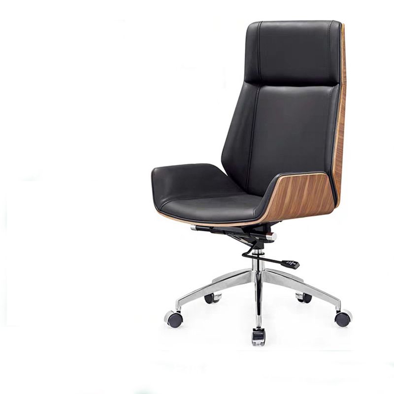 Contemporary High Back Office Chair Black Executive Faux Leather Chair