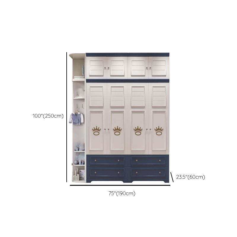 Manufactured Wooden Kids Closet Modern Style Bedroom Wardrobe Closet with Drawers