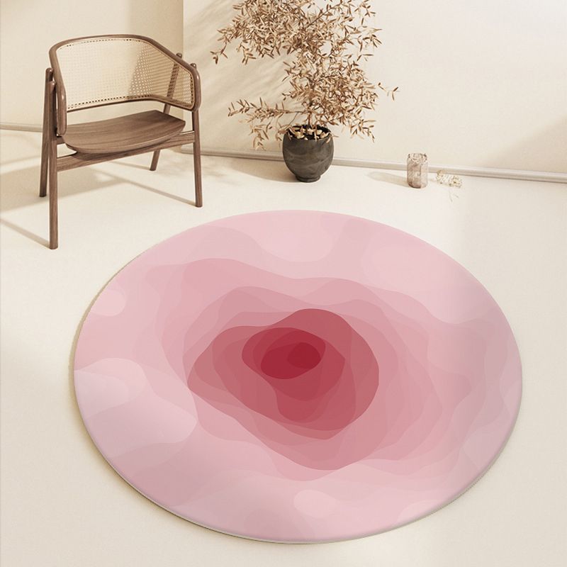 Pink Modern Rug Polyester Gradual Change Rug Washable Rug for Living Room