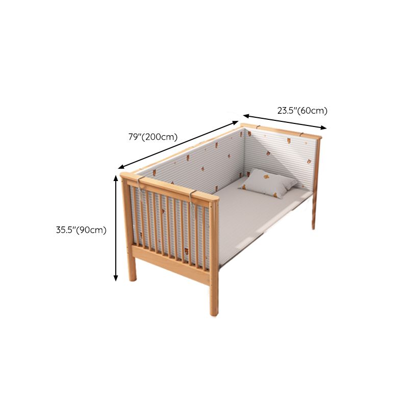 Farmhouse / Country Nursery Bed with Guardrail Washed Natural Wood Beech