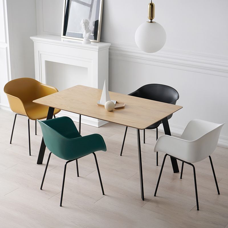 Industrial Design Plastic Dining Side Chairs Solid Back Arm Side Chair