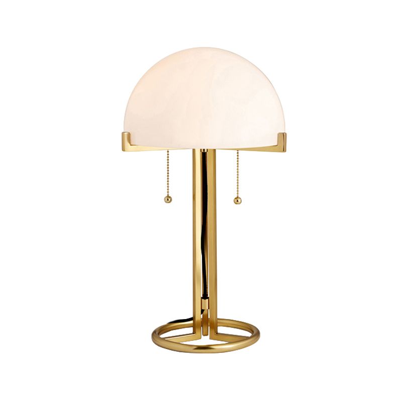 Bowl Metal Nightstand Lamp Minimalist White Glass 1-Head Gold Night Lighting for Bedroom