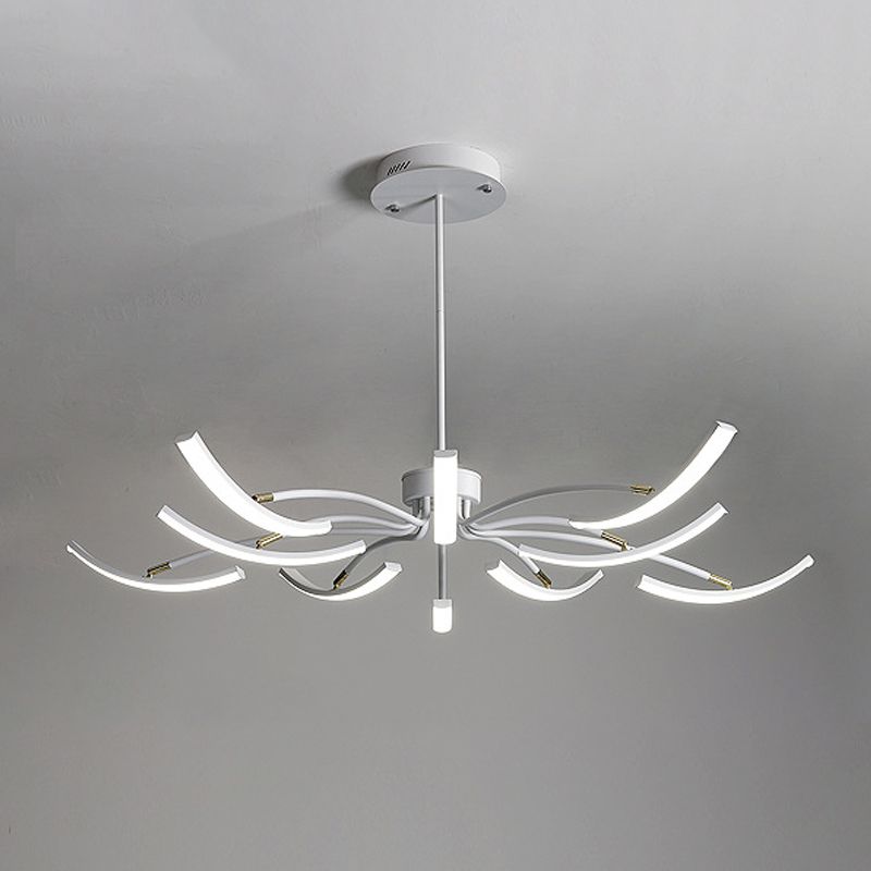 Sputnik Chandelier Light Fixture Simple Acrylic 6/10 Lights White Pendant Light in Warm/White Light