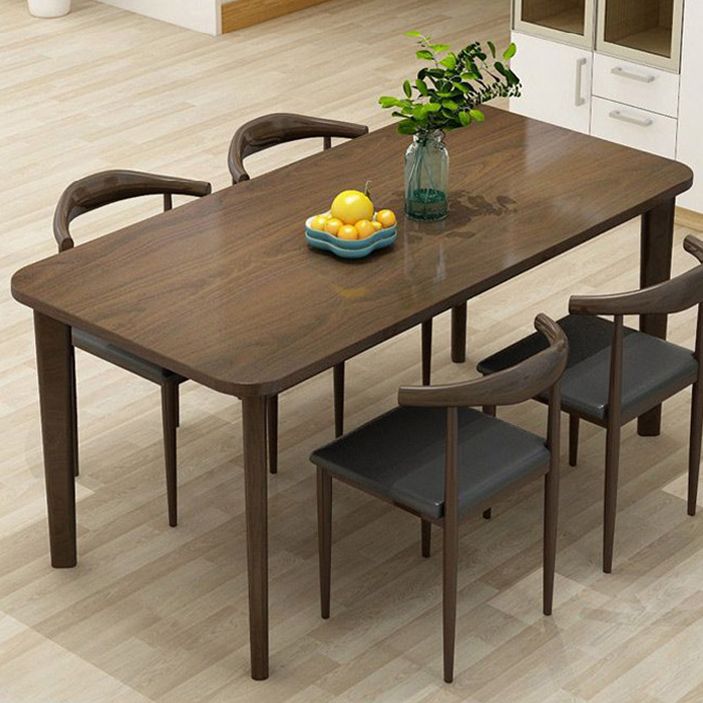 Contemporary Style Solid Wood Rectangle Dining Table 4 Legs Table for Home