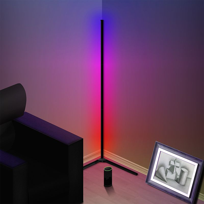 Simple Linear Standing Lamp Plastic Living Room LED Floor Light with Tripod in White