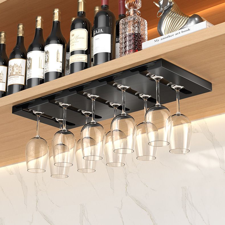 Hanging Modern Wine Rack 9.2"W x 0.8"H Wine Stemware Holder in Black/White