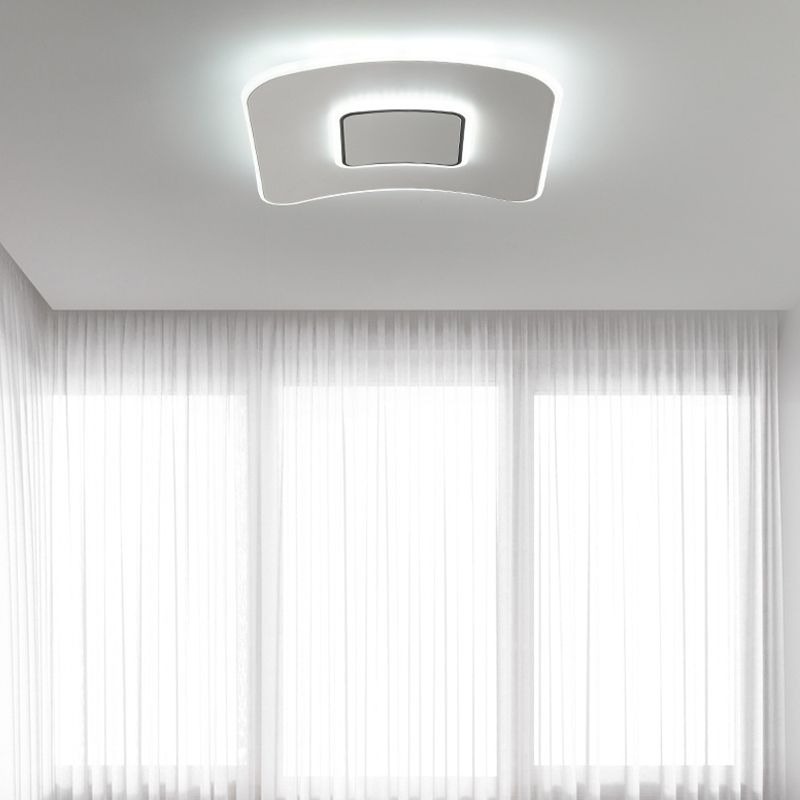 Contemporary Flush Mount Metal LED Ceiling Light Fixture in White for Bedroom