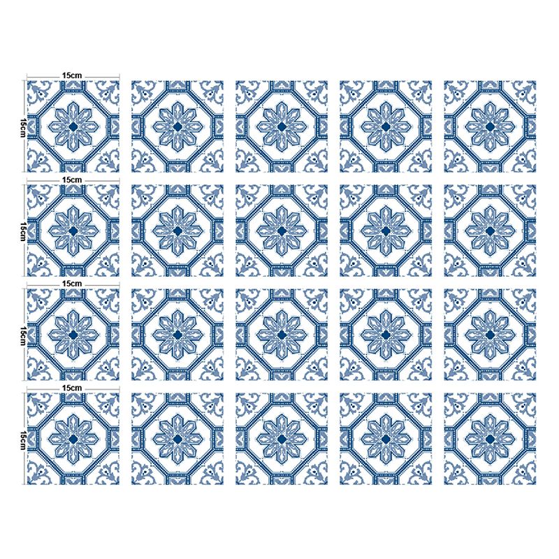 Blue Flower Wallpaper Panels Self-Sticking Bathroom Bohemian Wall Covering (20 Pcs)