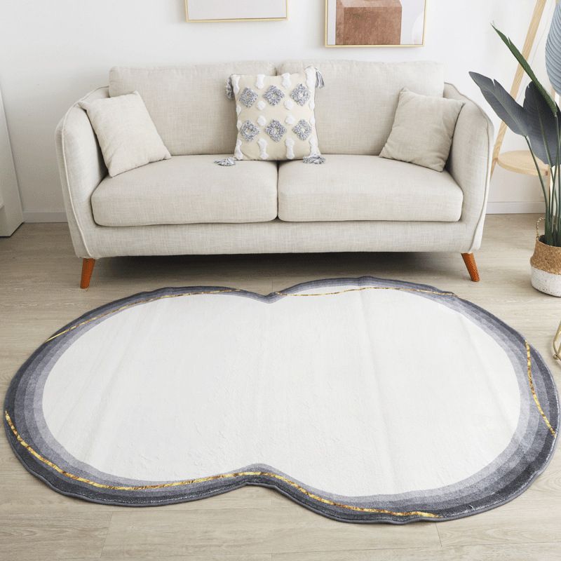 White Casual Rug Polyester Line Rug Stain Resistant Rug for Drawing Room
