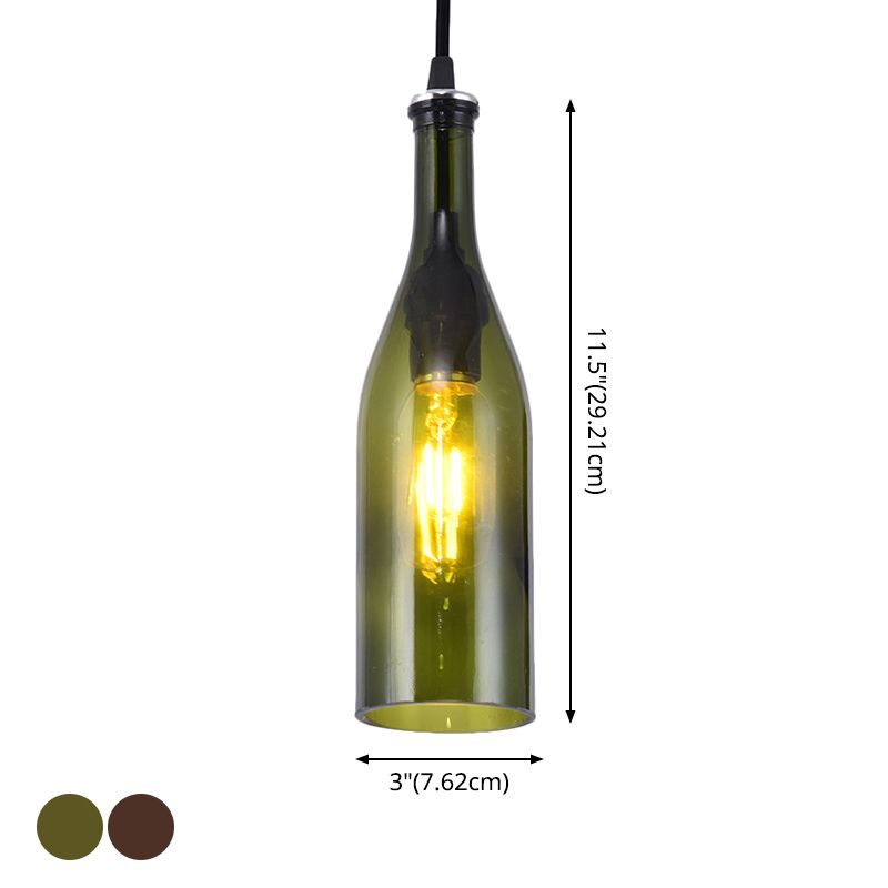 1 leichte Flaschenform Hanging Lampe Retro Industrial Glass Anhängerlampe für das Restaurant