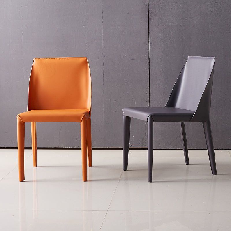 Modern Chair Dining Armless Chairs for Kitchen with Metal Legs