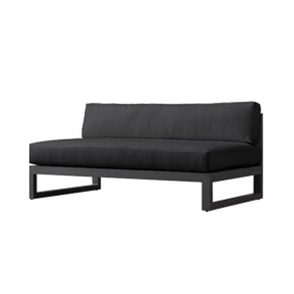 Modern Black Metal Frame Patio Sofa Simple Outdoor Loveseat with Cushion