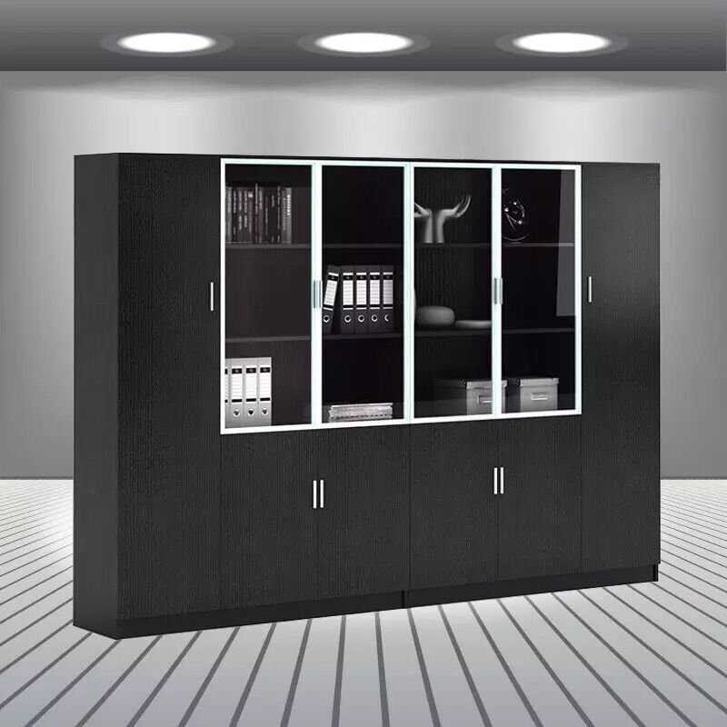 Contemporary File Cabinets Solid Wood Frame Glass Door Vertical File Cabinet Office