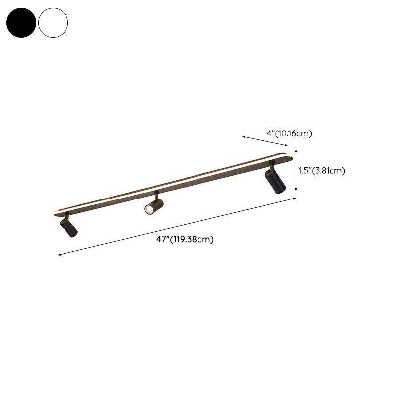 Metal LED Flush Mount in Black / White Finish Contemporary Ceiling Track Fixture