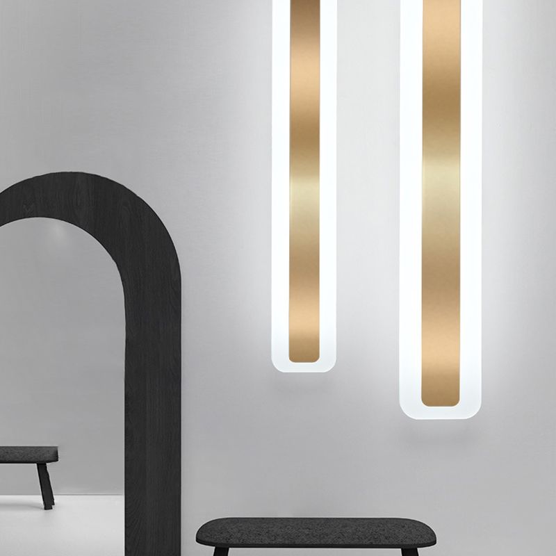 Modern Simple Style 1-Light Linear Shade Wall Sconce Mirror Wall Lighting in Gold