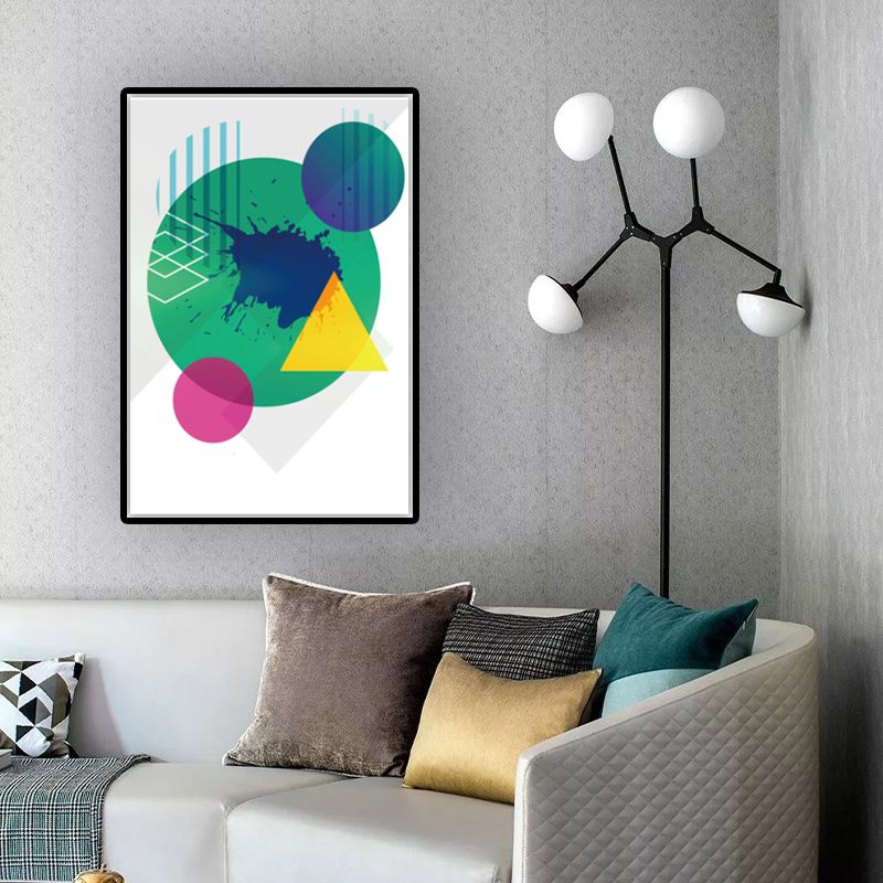 Color Blocking Geometric Wall Art Nordic Texture Canvas Print for Workshop