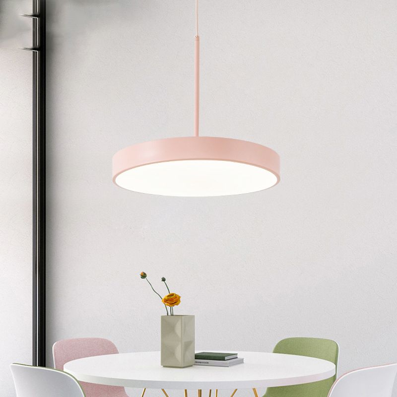 Minimalistic LED Hanging Pendant Light Circular Ceiling Lamp with Acrylic Shade for Dining Room