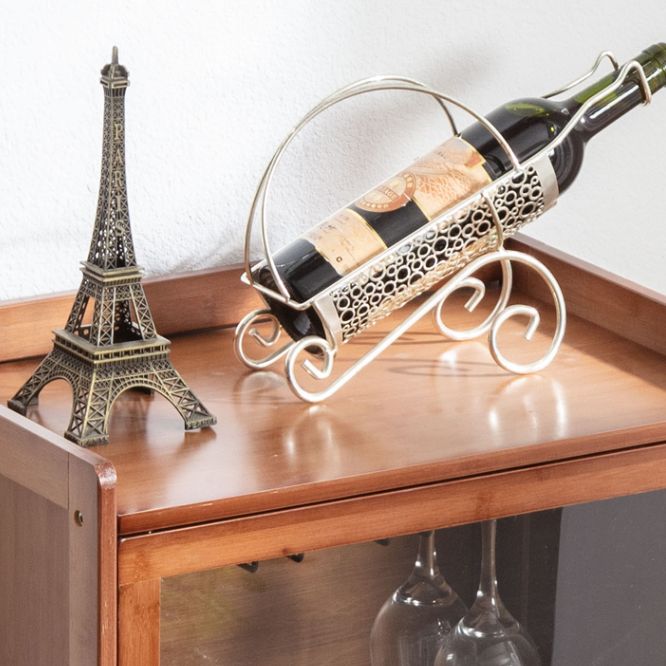 Modern Floor Wine Bottle Rack Brown Wood Wine Bottle Rack with Wine Storage