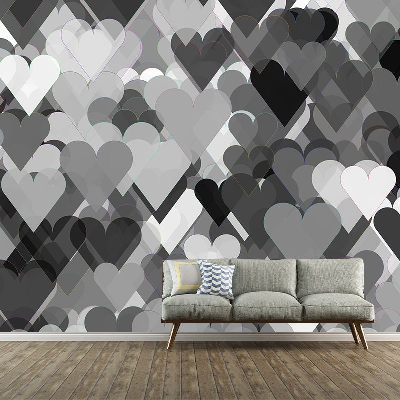 Heart Pattern Mural Wallpaper Christmas Illustration Indoor Wall Mural