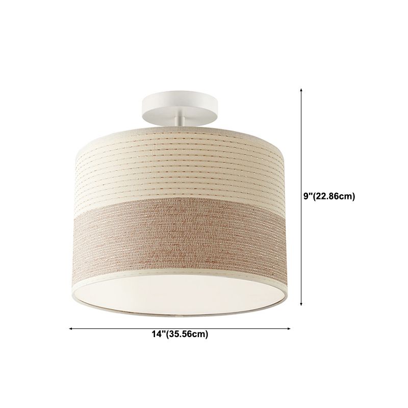 Fabric Half Cylinder Flush Mount Light Modern 1 Light Flush Mounted Light Fixture in White