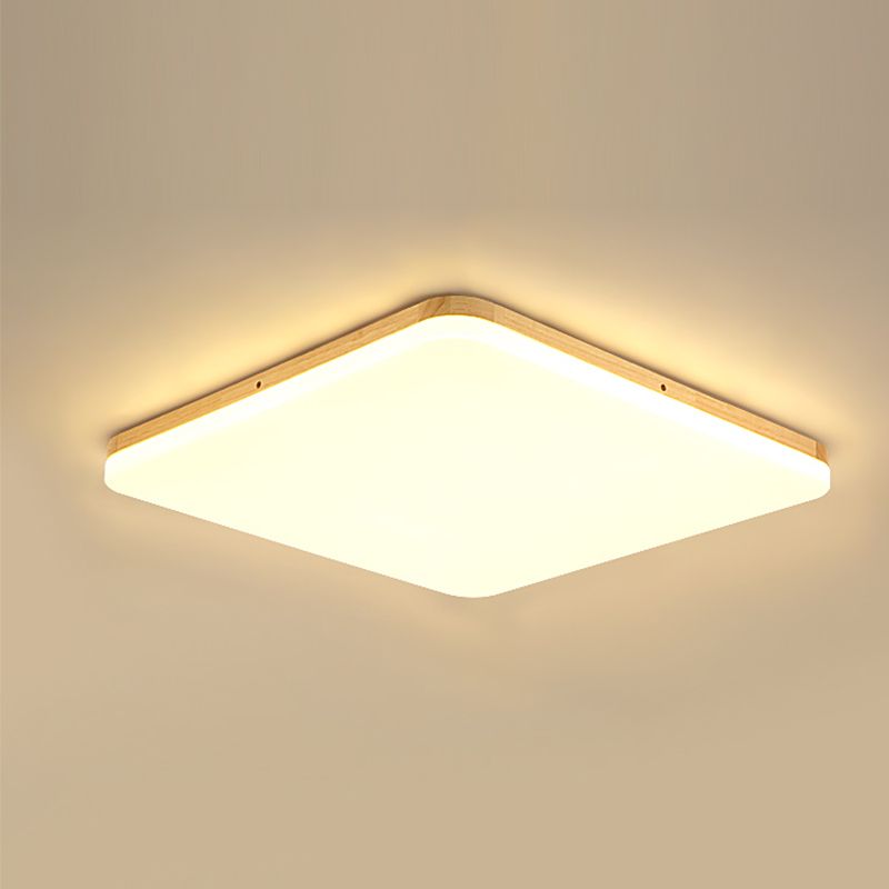 Geometry Shape LED Ceiling Lamp Modern Simple Style Wood 1 Light Flush Mount for Bedroom Study