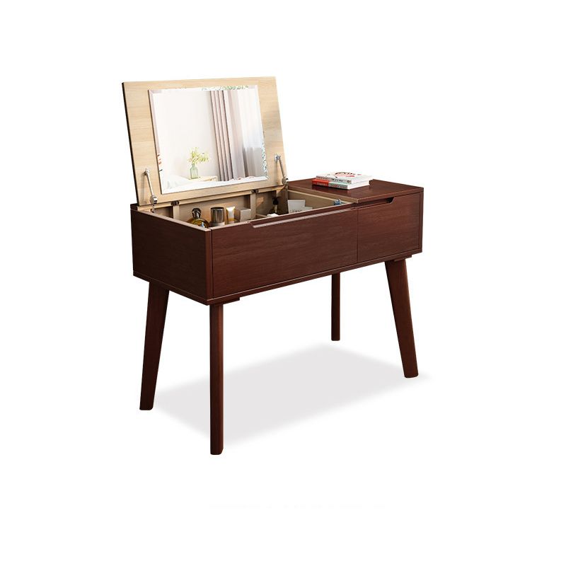 Modern 1-Drawer Dressing Table Solid Wood Mirror Make-up Vanity