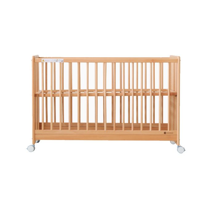 Wood Folding Baby Crib Modern Convertible Nursery Bed with Guardrail