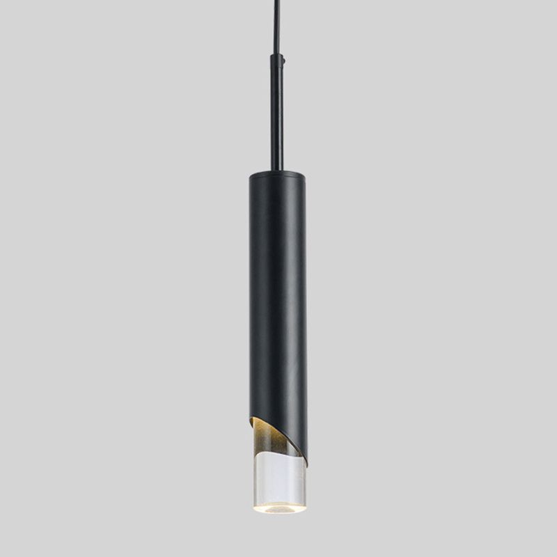 LED cylindrique 1-Light Light Light in Modern Luxury Style Prendant Fon Pendant avec une teinte acrylique claire