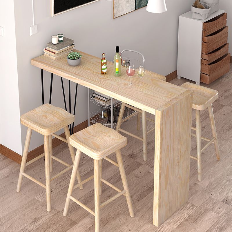 Natural Wood Counter Table with Rectangle Table Top Legs Table - 41.3" H