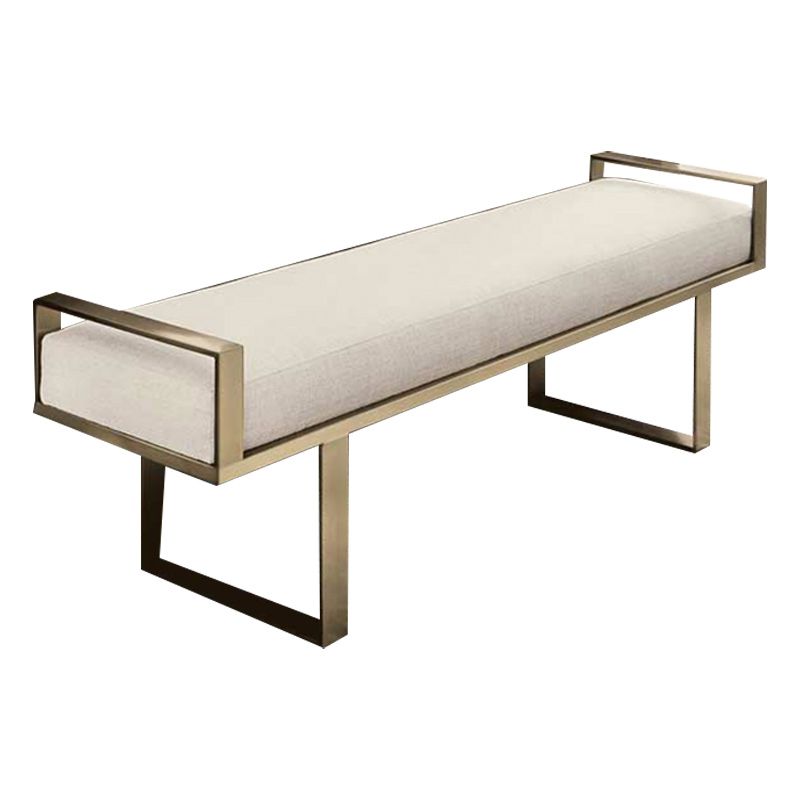 13.8" Wide Upholstered Seating Bench Cushioned Beige Entryway and Bedroom Bench with Legs