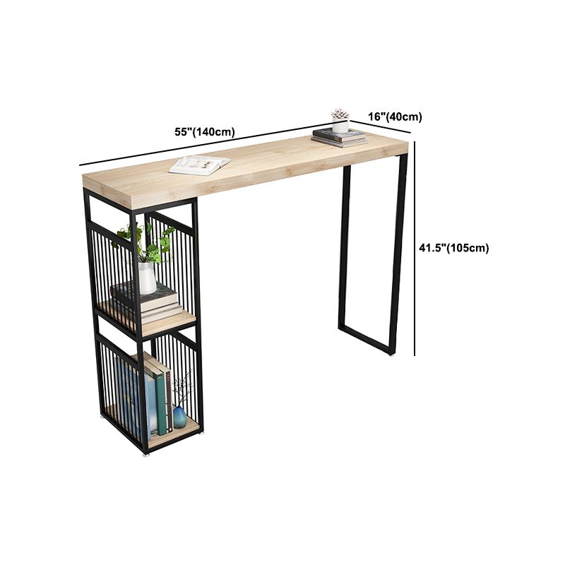 Pine Wood Bar Dining Table Modern Rectangle Bar Table with Double Pedestal for Cafe