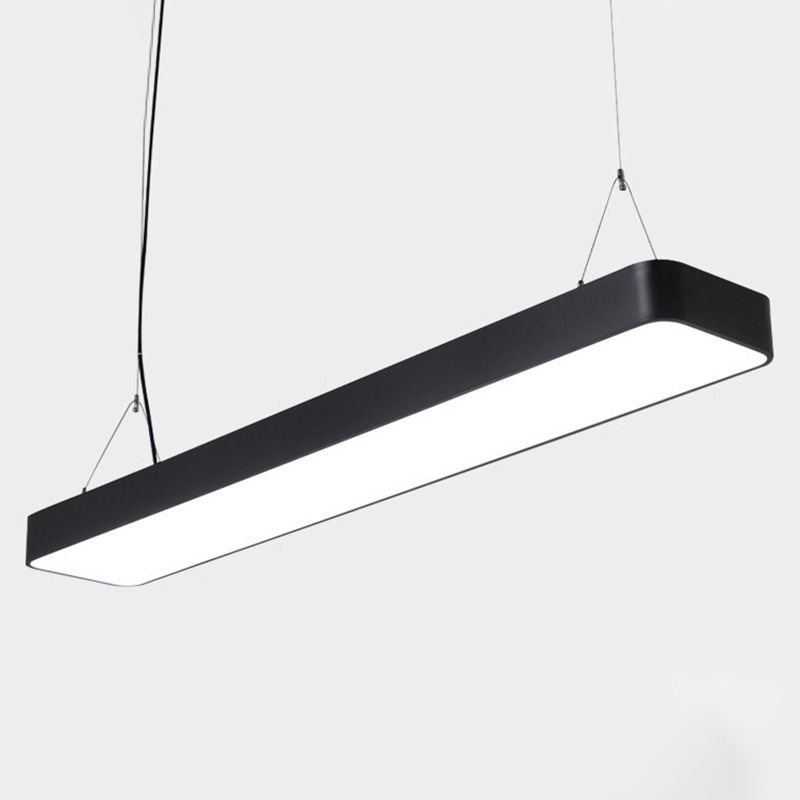 Simple Rectangle Pendant Lighting Metal Office LED Hanging Light with Acrylic Diffuser