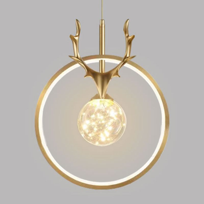 Light Luxury Style Ceiling Lamp Circle Antlers Shape Pendant Light for Living Room