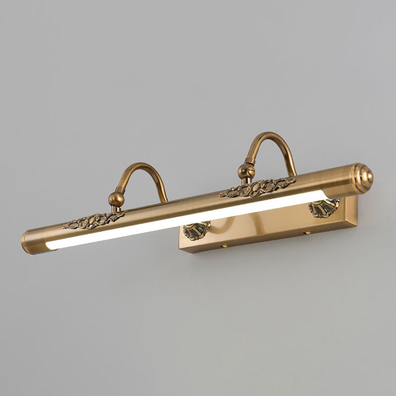 Linear Shade Metal Sconce Light Modern Style 1-Light Mirror Wall Mount Lighting in Gold