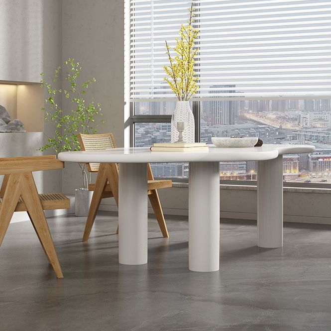 Irregular Shaped Office Conference Table Wood Writing Desk in White/Black