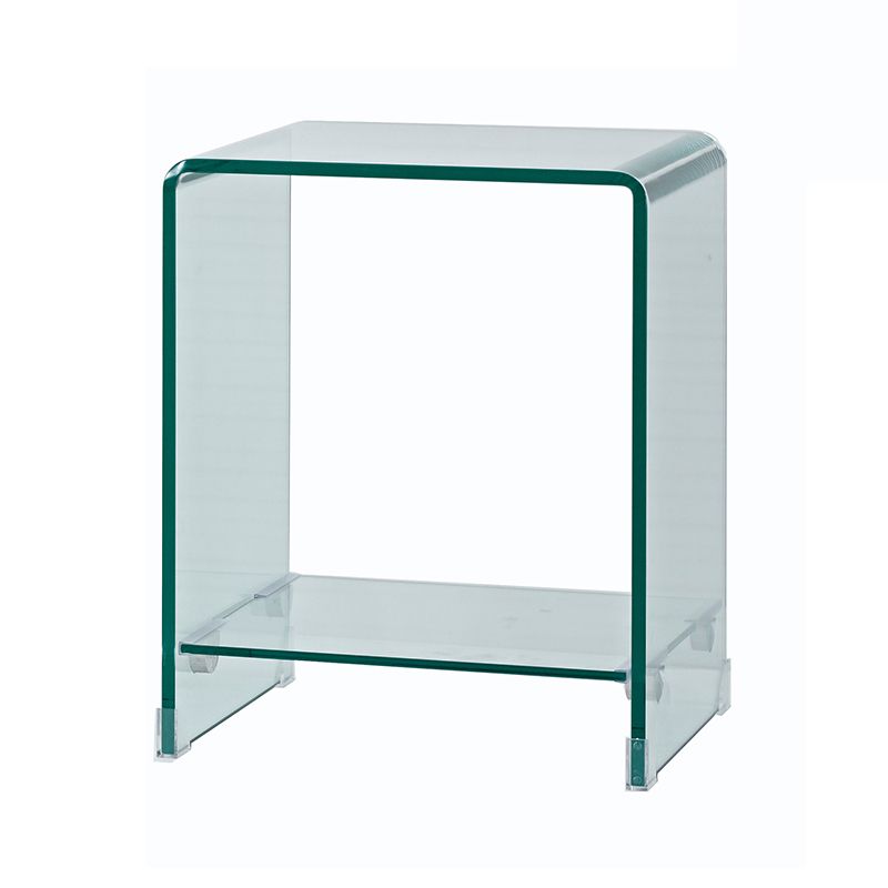 Glass Night Table, Contemporary Black/Clear Nightstand Or End Table