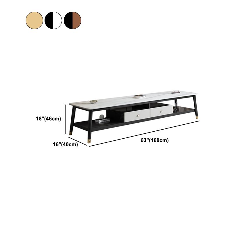 18.11"H TV Stand Contemporary Style Solid Wood TV Console with 2 Drawers