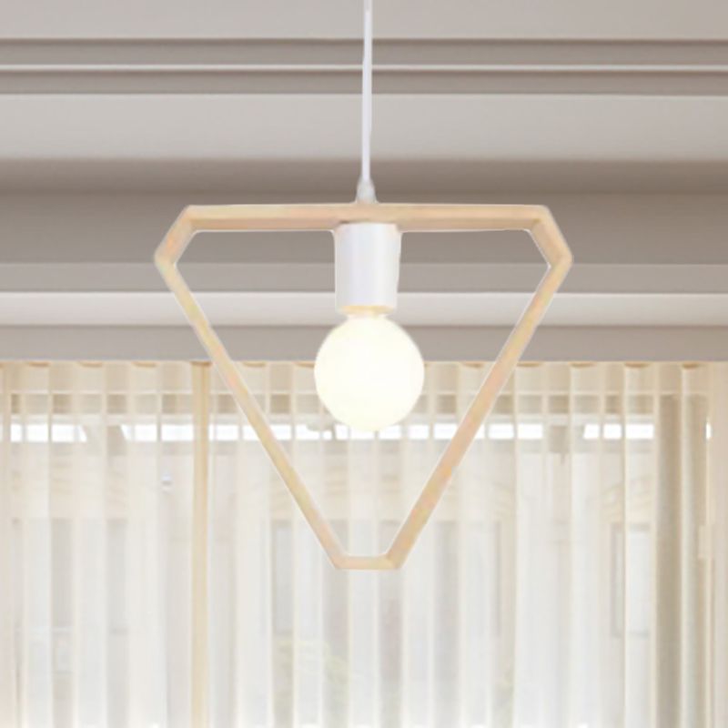 Triangle / carré / hexagonal suspension pendentif contemporain en bois à 1 lumière de chambre à coucher